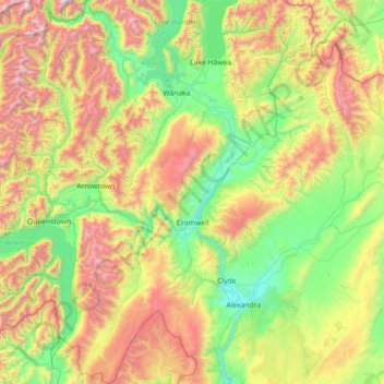 Topografische Karte Cromwell Community, Höhe, Relief