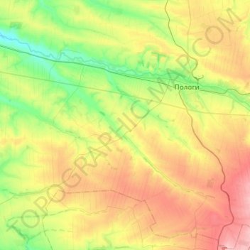 Topografische Karte Пологовская городская община, Höhe, Relief