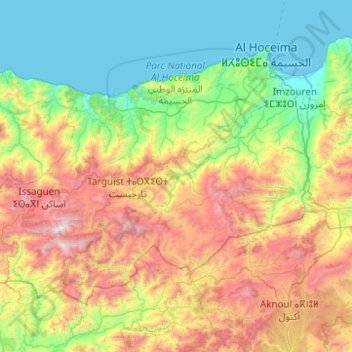 Topografische Karte Province d'Al Hoceïma, Höhe, Relief