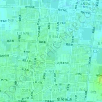 Topografische Karte 大湾社区, Höhe, Relief