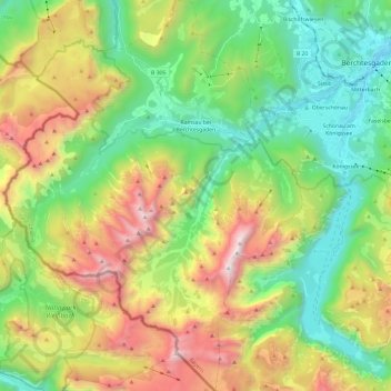 Topografische Karte Ramsau bei Berchtesgaden, Höhe, Relief