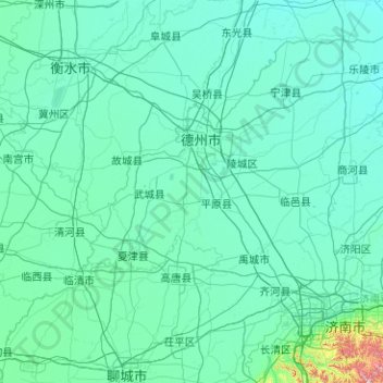 Topografische Karte Dezhou City, Höhe, Relief