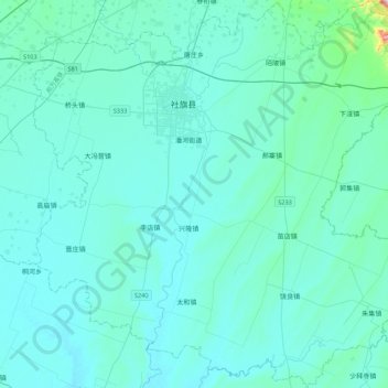 Topografische Karte 社旗县, Höhe, Relief