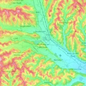 Topografische Karte Kirchberg an der Raab, Höhe, Relief