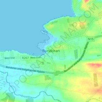 Topografische Karte Bundoran, Höhe, Relief