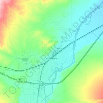 Topografische Karte Livingston, Höhe, Relief