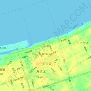 Topografische Karte Zhongjie Subdistrict, Höhe, Relief
