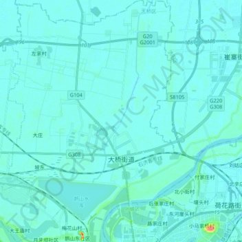 Topografische Karte 大桥街道, Höhe, Relief