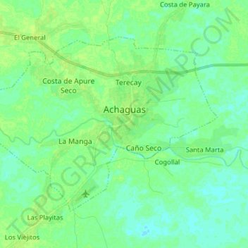 Topografische Karte Achaguas, Höhe, Relief