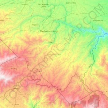 Topografische Karte Chichicastenango, Höhe, Relief