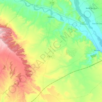Topografische Karte Ontiñena, Höhe, Relief