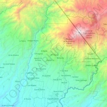 Topografische Karte Cacahoatán, Höhe, Relief