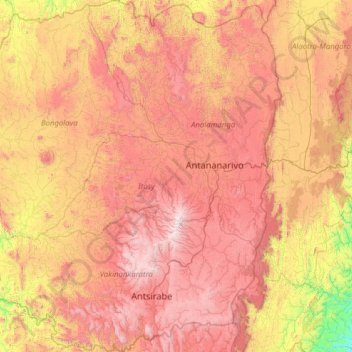 Topografische Karte Province d’Antananarivo, Höhe, Relief