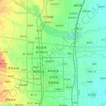 Topografische Karte Qiaodong Subdistrict, Höhe, Relief