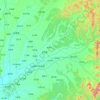Topografische Karte 庆安县, Höhe, Relief