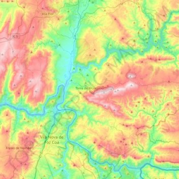 Topografische Karte Torre de Moncorvo, Höhe, Relief