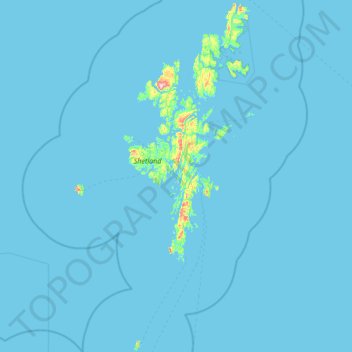 Topografische Karte Shetland Islands, Höhe, Relief