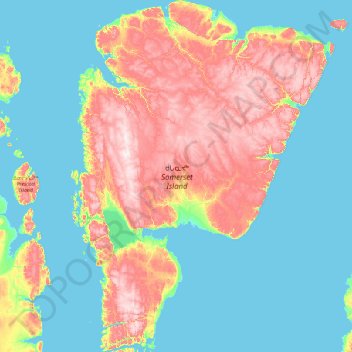Topografische Karte Isla Somerset, Höhe, Relief