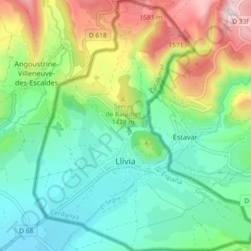 Topografische Karte Llívia, Höhe, Relief