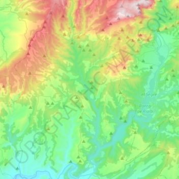 Topografische Karte la Baronia de Rialb, Höhe, Relief