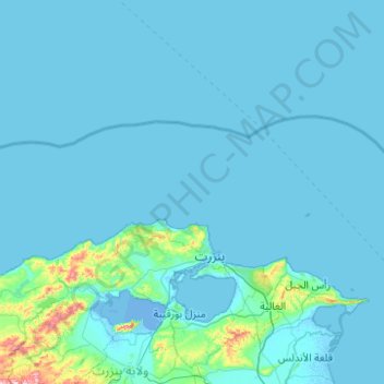 Topografische Karte Délégation Bizerte Nord, Höhe, Relief