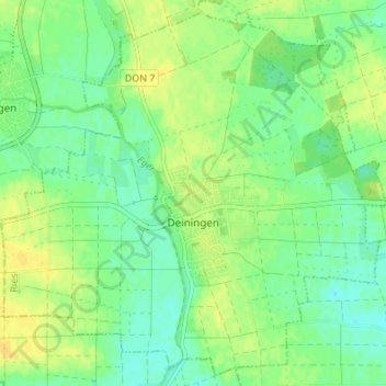 Topografische Karte Deiningen, Höhe, Relief