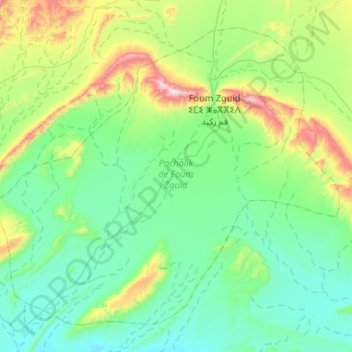 Topografische Karte Pachalik de Foum Zguid, Höhe, Relief