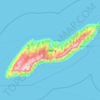 Topografische Karte Ikaria, Höhe, Relief
