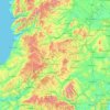 Topografische Karte Powys, Höhe, Relief