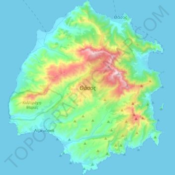 Topografische Karte Thasos, Höhe, Relief