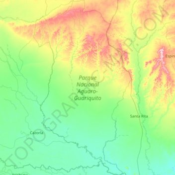 Topografische Karte Parque Nacional Aguaro-Guariquito, Höhe, Relief