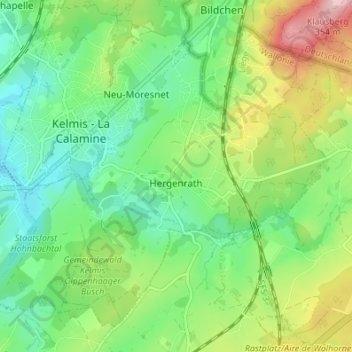 Topografische Karte Hergenrath, Höhe, Relief