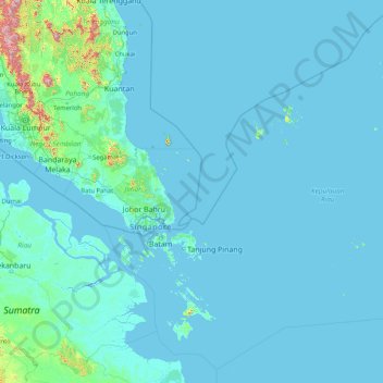 Topografische Karte Riauinseln, Höhe, Relief