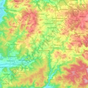 Topografische Karte Bernhardswald, Höhe, Relief