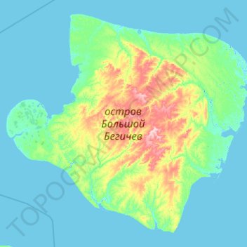 Topografische Karte Isla Bolshói Bégichev, Höhe, Relief