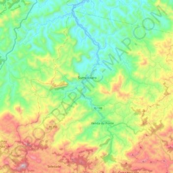 Topografische Karte Sumidouro, Höhe, Relief
