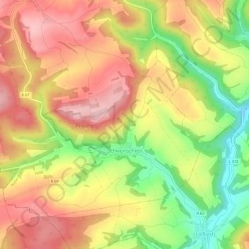 Topografische Karte Schweinschied, Höhe, Relief