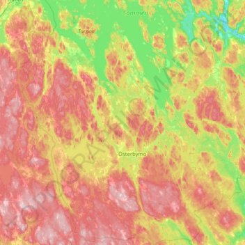 Topografische Karte Ydre kommun, Höhe, Relief