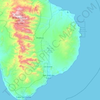 Topografische Karte Los Cabos, Höhe, Relief