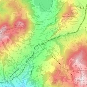 Topografische Karte Sattel, Höhe, Relief