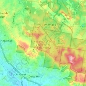 Topografische Karte Koala Bushland Coordinated Conservation Area, Höhe, Relief
