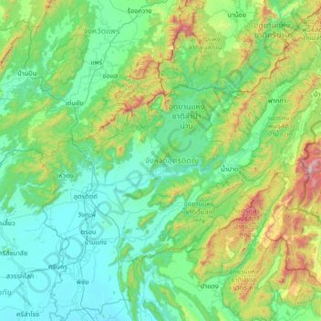 Topografische Karte Uttaradit Province, Höhe, Relief