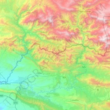 Topografische Karte Chabur, Höhe, Relief