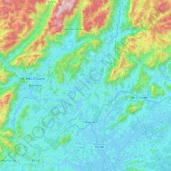 Topografische Karte Jabaquara, Höhe, Relief