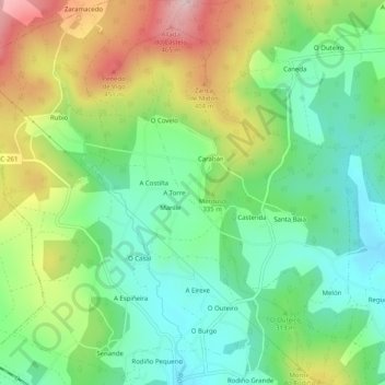 Topografische Karte Vigo, Höhe, Relief