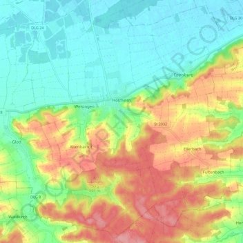 Topografische Karte Holzheim, Höhe, Relief