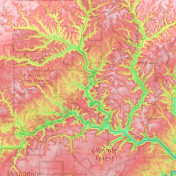 Topografische Karte Cameron County, Höhe, Relief