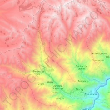 Topografische Karte Lucre, Höhe, Relief