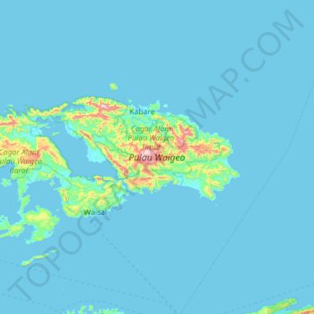 Topografische Karte Waigeo, Höhe, Relief