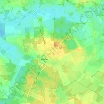 Topografische Karte Wellen, Höhe, Relief